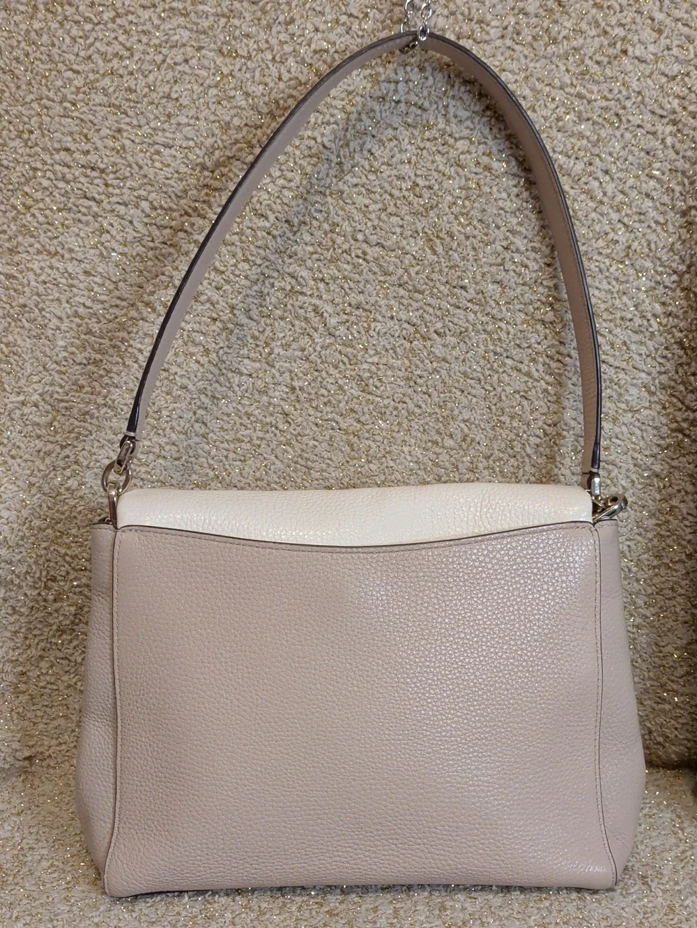 Kate Spade Leila Colorblock Pebbled Leather Flap Shoulder Bag - Light Sand